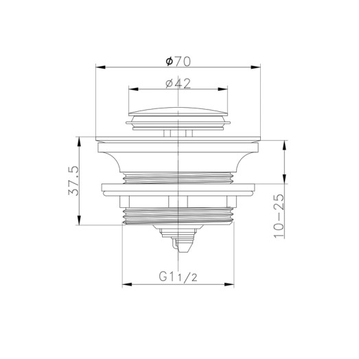 Донний клапан для ванни Koer PW-06-01 1 1/2" автоматичний СLICK-СLACK (Колір хром) (KR5799)