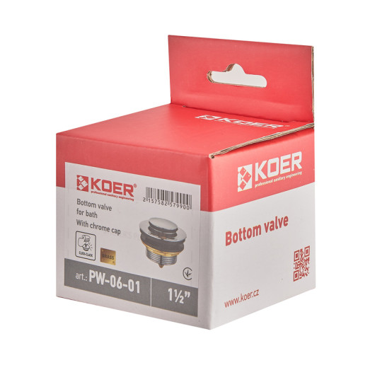 Донний клапан для ванни Koer PW-06-01 1 1/2" автоматичний СLICK-СLACK (Колір хром) (KR5799)