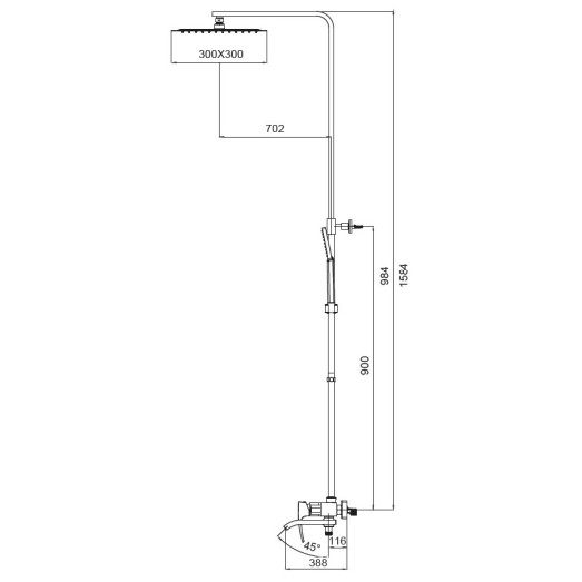 Душевая колонна с смесителем KOER KB-56007-01 (KR3460)