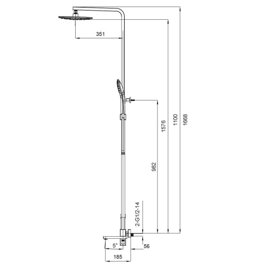 Душевая колонна со смесителем Koer KB-56009-05 черная (KR3507)