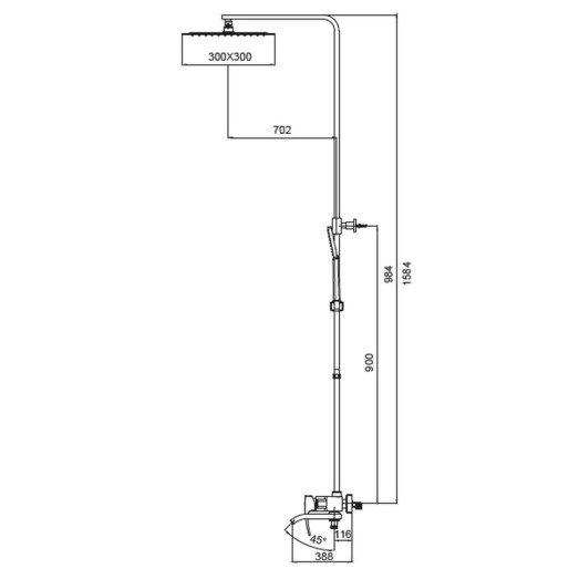 Душевая колонна KOER KB-56007-04 со смесителем, цвет хром+белый (KR5159)