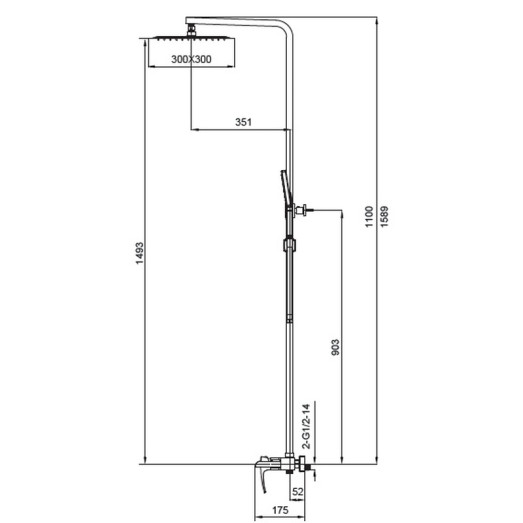 Душевая колонна KOER KB-58007-04 со смесителем водопад, цвет хром+белый (KR5161)