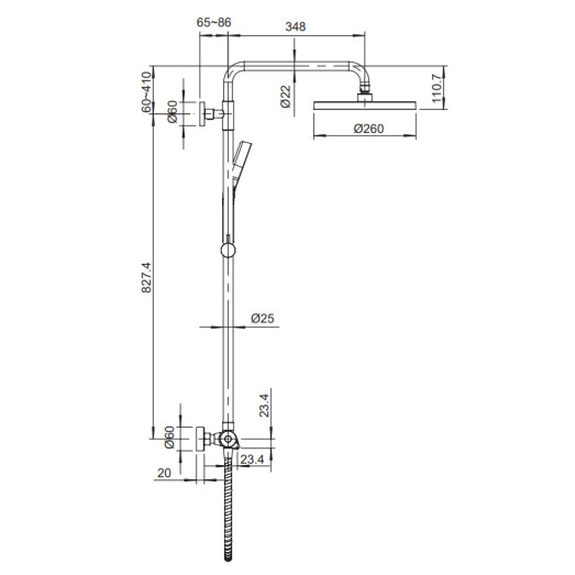 Душова колона з термостатичним змішувачем Koer KB-55013-01 (KR4730)