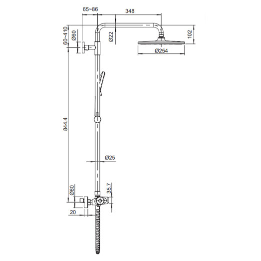 Душова колона з термостатичним змішувачем Koer KB-55014-05 чорна (KR4733)