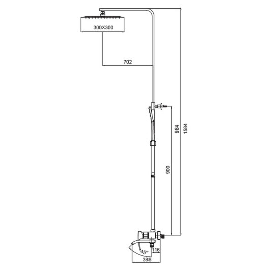 Душевая колонна со смесителем Koer KB-56007-07 цвет графит (KR5160)