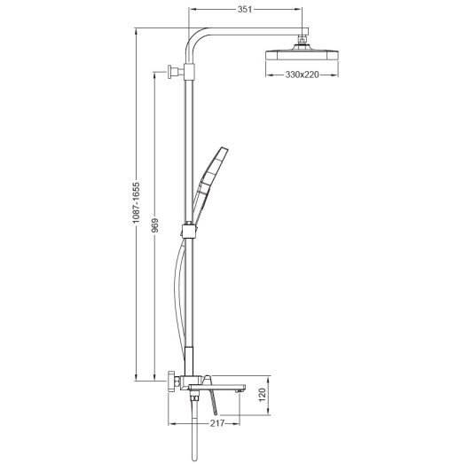 Душова колона зі змішувачем Koer KB-56031-01 (KR5438)
