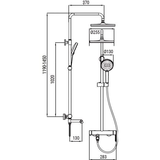 Душова колонна зі змішувачем Koer KB-56029-05 чорна (KR5490)