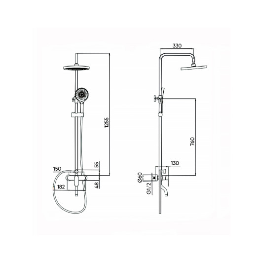 Душова система FADO Nemi матова чорна (MIX08033B)