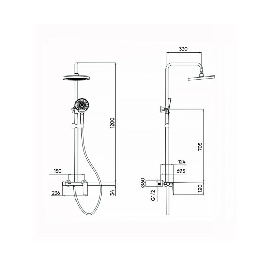 Душова система FADO Pisano матова чорна (MIX09033B)
