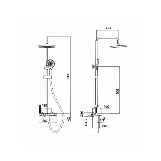 Душова система FADO Talakona матова чорна (MIX033099B)
