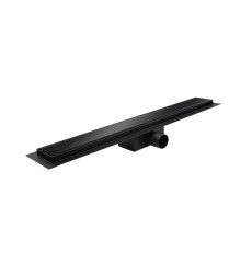 Душовий трап із нержавіючої сталі Koer FD08-70x700-GLASS Black 70x700мм зі скляною панеллю (KR5141)