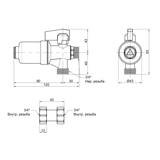 Фильтр-грязеуловитель Icma 3/4" с магнитом, для котла №753 (82753AE06)