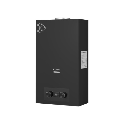 Газовая колонка KOER KWH.G0110 BLACK дымоходная 10 л/мин (KR5554)