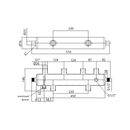 Гидрострелка Thermo Alliance Forte 1" 75 кВт (SF29375)