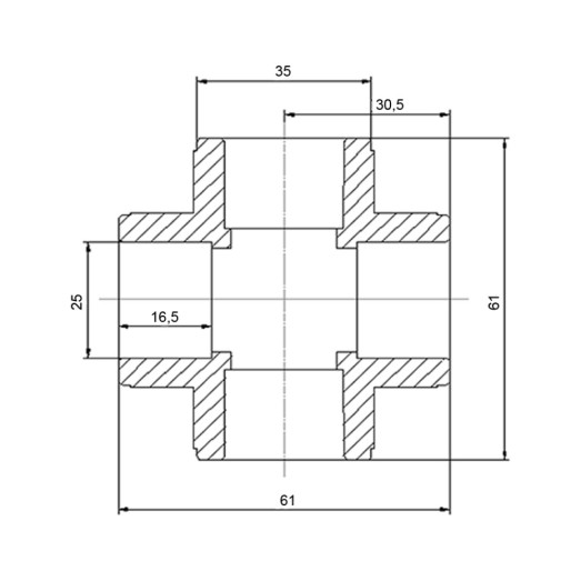 Хрестовина PPR Blue Ocean 25 мм (BOCPXX2525XXX)