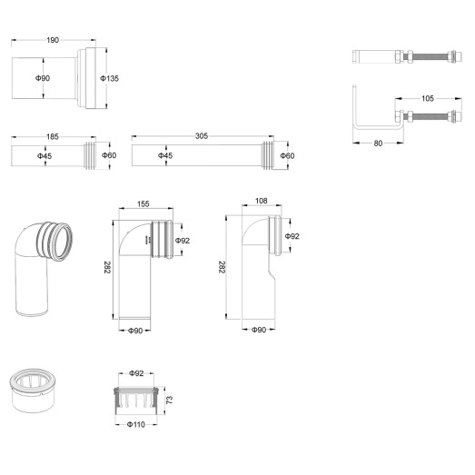 Інсталяція для підвісного унітазу Koer KT-0501-03 з панеллю змиву KT-0601-03 біла (KR5169)