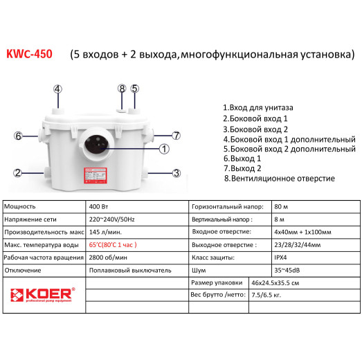 Каналізаційна установка KOER KWC-450 (KP2930)