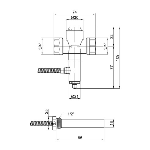 Клапан теплового сброса Icma 3/4" №608 (90608AE05)