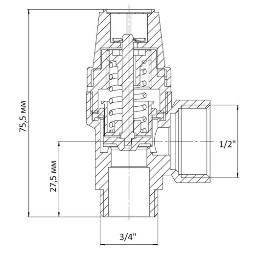 Клапан предохранительный ВН 1/2"х3/4" Koer KR.1261 (6 бар) (KR3108)