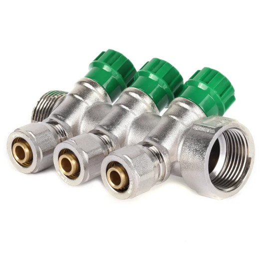Колектор вентильний з фітингом Koer KR.1124-3 1"x3 ways (KR2833)
