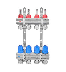 Коллекторный блок с расходомерами и евроконусами Koer KR.1210-4 - 1"x4 ways (KR5266)