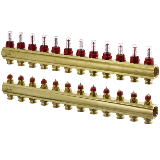 Коллектор для теплого пола Danfoss FHF на 12 контуров с расходомерами 1 "х3/4" (088U0532)