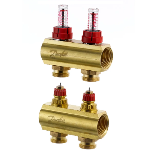 Коллектор для теплого пола Danfoss FHF на 2 контура с расходомерами 1 "х3/4" (088U0522)