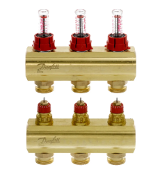 Колектор для теплої підлоги Danfoss FHF на 3 контури з витратомірами 1"х3/4" (088U0523)