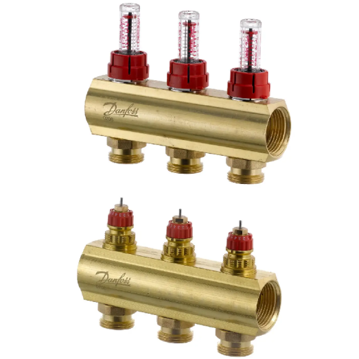 Колектор для теплої підлоги Danfoss FHF на 3 контури з витратомірами 1"х3/4" (088U0523)
