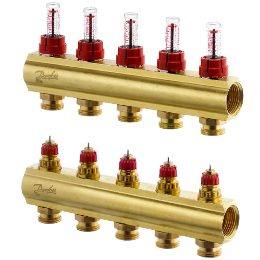 Колектор для теплої підлоги Danfoss FHF на 5 контурів з витратомірами 1"х3/4" (088U0525)