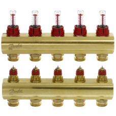Коллектор для теплого пола Danfoss FHF на 5 контуров с расходомерами 1 "х3/4" (088U0525)