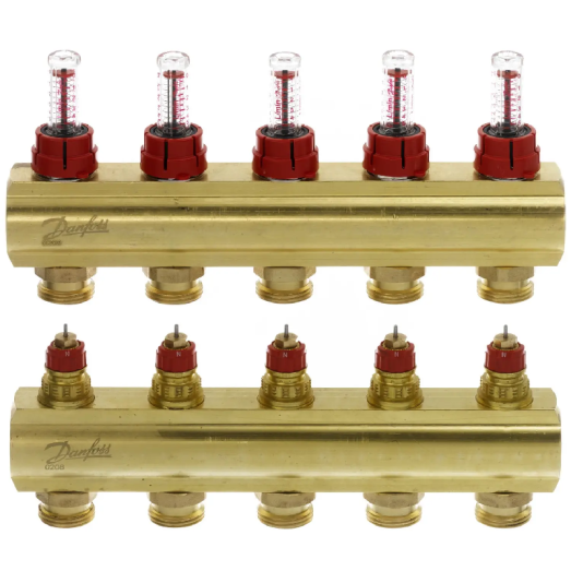 Коллектор для теплого пола Danfoss FHF на 5 контуров с расходомерами 1 "х3/4" (088U0525)
