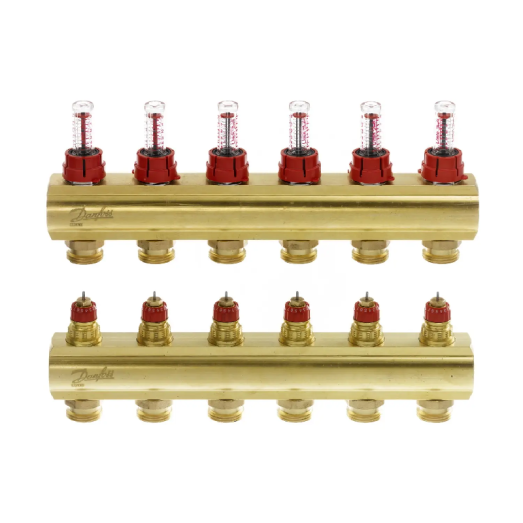 Коллектор для теплого пола Danfoss FHF на 6 контуров с расходомерами 1 "х3/4" (088U0526)