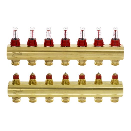 Коллектор для теплого пола Danfoss FHF на 7 контуров с расходомерами 1 "х3/4" (088U0527)