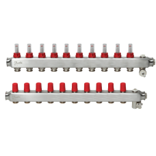 Коллектор для теплого пола Danfoss SSM на 10 контуров с расходомерами 1 "х3/4" (088U0760)
