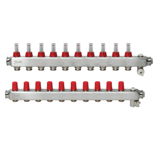 Коллектор для теплого пола Danfoss SSM на 10 контуров с расходомерами 1 "х3/4" (088U0760)