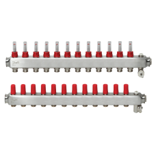 Коллектор для теплого пола Danfoss SSM на 12 контуров с расходомерами 1 "х3/4" (088U0762)