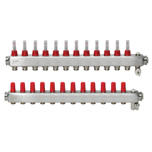Коллектор для теплого пола Danfoss SSM на 12 контуров с расходомерами 1 "х3/4" (088U0762)