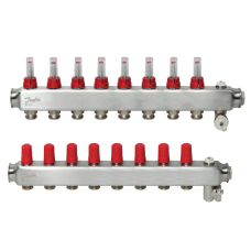 Коллектор для теплого пола Danfoss SSM на 8 контуров с расходомерами 1 "х3/4" (088U0758)
