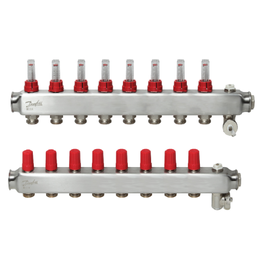 Коллектор для теплого пола Danfoss SSM на 8 контуров с расходомерами 1 "х3/4" (088U0758)