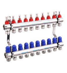 Коллектор для теплого пола Gross 8504 на 12 контуров с расходомерами 1 "х3/4" (85042512)