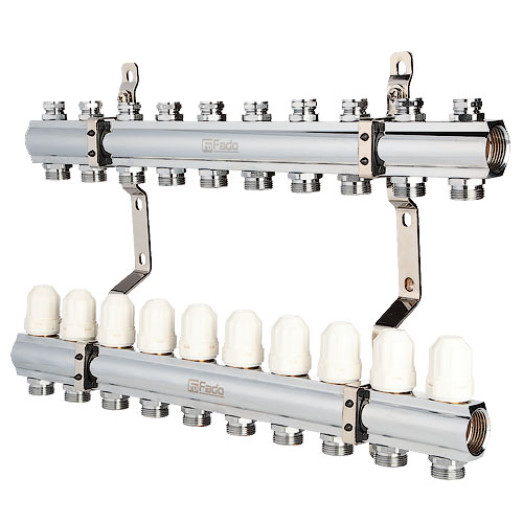 Колектор FADO з запірними клапанами 1"х3/4" 10 виходів (KRZ10)