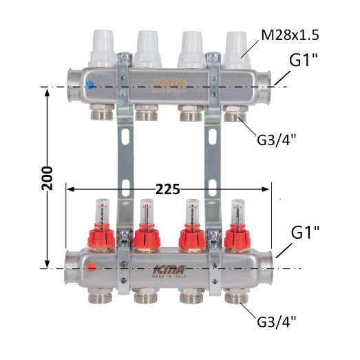 Коллектор с расходомерами 1"х4 Icma № К073 (87K073179PJ32QU)