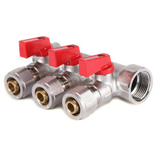 Коллектор с шаровыми кранами и фитингом 3/4"x1/2" 3 выхода Koer KR.1125-3 (KR2836)