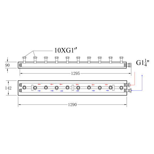 Коллектор распределительный Thermo Alliance Forte Quick System для 5 насосных групп 1 1/4"x1" (TAF-QSK5)