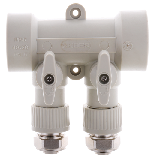 Колектор розподільний 2-way з фітингом (40x20) ППР KOER (KP2555)