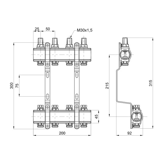 Коллектор Thermo Alliance Forte 1" 4 выхода (SF002W4)