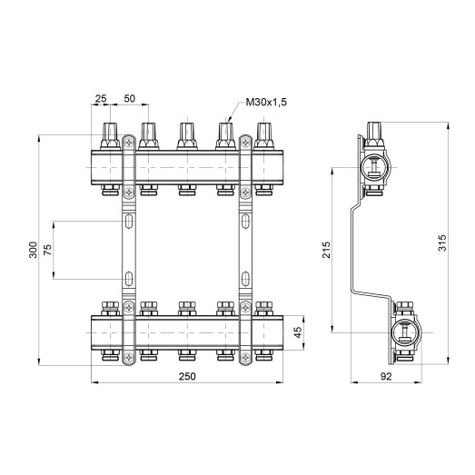 Коллектор Thermo Alliance Forte 1" 5 выходов (SF002W5)