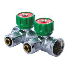 Коллектор вентильный с фитингом (евроконус) 3/4”x1/2" KOER KR.1121-2 (2 выхода)