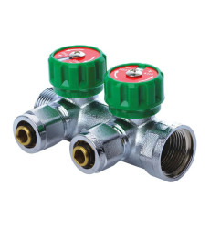 Коллектор вентильный с фитингом (евроконус) 3/4”x1/2" KOER KR.1121-2 (2 выхода)